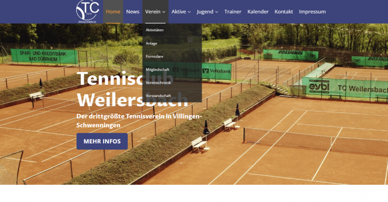 Neue Homepage des Tennisclubs Weilersbach veröffentlicht